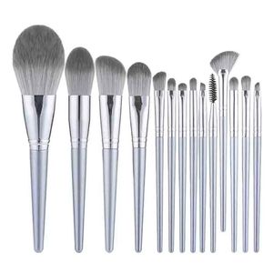 14pcs Lip Brush Halo Makeup Brushes Set Eyehshadow powder dispersal brush Aluminum tube wood handle CosmeticTools 240403