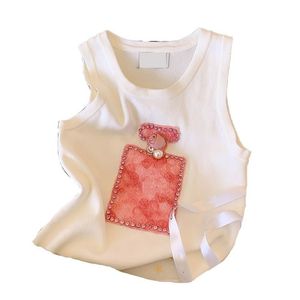 Kvinnors O-Neck 3D Flower Patchwork Beading Elegant Sticked Tanks Vest SMLXL