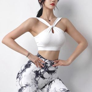 Çantalar Hollow Çapraz Tasarım Spor Sütyen Kadın Spor Salonu Fiess Üst Şok geçirmez Güzel Back Yoga Sütyen Egzersiz Eğitimi İç çamaşırı yastıklı