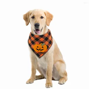 Dog Apparel Halloween Pet Costume Checkered Triangle Towel Pumpkin Accessory Drool Supplies Puppy Accessories