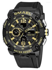 Avanadores de pulso Sport Watches Smael Relógio SMAEL LED digital LED Display Quartz Analog StopWatch Fashion Green Orange 8039 Men Watch Watch