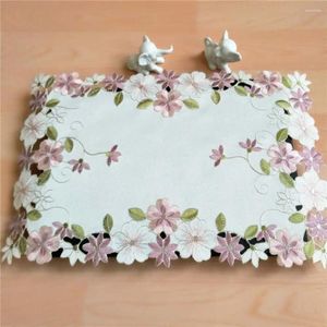 Yemek için masa paspasları hassas saten kumaş dantel çiçek desen fincan ped placemat doily