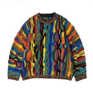 Sweaters masculinos Mens 2023 Crew pescoço de estilo étnico moda de moda colorida Pull Pull Homme Fall Sweater para homens tricotados