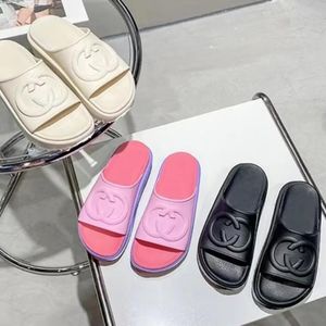 Slipper Luxury Designer Sandals Lady Slides Platform Wedge Rainbows Summer Slippers For Women Men Ladies Brands Rubber Women's Slide Sandal med Lnterlocking G DOM