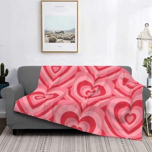 Blankets Pink Red Retro Heart Fleece Throw Pastel Girl Blanket For Bedding Travel Warm Quilt
