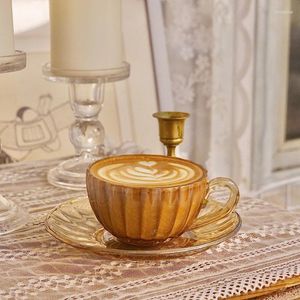 Cups Saucers Glass Original Breakfast Coffee Cup Dessert Beautiful Services Wholesale Afternoon Tea Taza Ceramica And Saucer