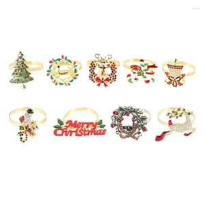 Dekoracje świąteczne 9 sztuk pierścienia na serwetki Zestaw metalowego uchwytu na drzewo dekoracje pierścienia