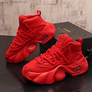 Mode Marke High Top -Schuhe Männer neue rot schwarze weiße Schuhe Dicke Sohlen hohe Erhöhungen Sneakers 1A3