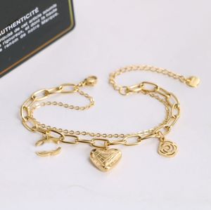 Braccialetti a catena cardiaca mai sbiadanti braccialetti da design di lusso in oro 18k in acciaio inossidabile per donne gioielli gioielli