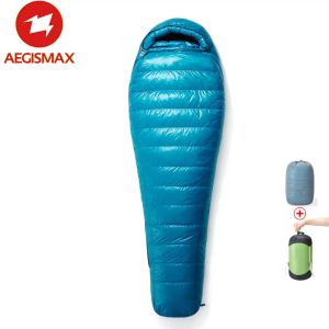 Gear Aegismax M3 Lengthened Mummy Sleeping Bag Ultralight 95% White Goose Down Box Baffles Winter Outdoor Camping Hiking