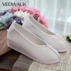 Scarpe casual Veowalk Fare in pelliccia Falma invernale Donne Jacquard Cotone Inside Piattaforme Calda e morbida signore comodi Hanfu Hanfu