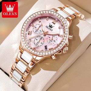 64 2024 Новый бренд Oulishi Multifunctional Quartz Diamond Inlage Ceramic Wome Watch