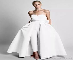 Krikor Jabotian Abendkleider Jumpsuit Seidensatin Bug Rücken mit abnehmbarem Rock Neues formelles Kleid Schatz Halsboden P3459373