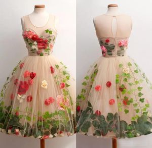 Cute Ball Gown Rose Flower Cocktail Party Dress 2018 Couture Knee Length Graduation Dress For Teens Vestido De Formatura Homecomin8740820