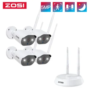 Setler Zosi 5MP kablosuz CCTV Sistemi 4ch 3K Güçlü H.265+ NVR 2/4pcs 5MP IP Bullet CCTV Kamera WiFi Güvenlik Sistemi Gözetim Kitleri