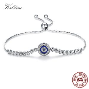 Bangles Luxury Brand Evil Eye Tennis Bracelet Hip Hop 925 Sterling Silver Bracelets for Women Blue Stone Beads Bracelet Mens Jewellery