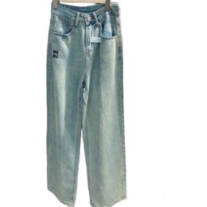 Spring Women Jeans Designer -Hosen Damen Modebretter Stickerei Denim Hosen hohe Taille schlanke gerade Jeans