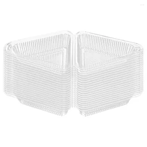 Ta ut containrar 50 st Clear Container Triangular Cake Box Plastic Disponable Sandwich med lock