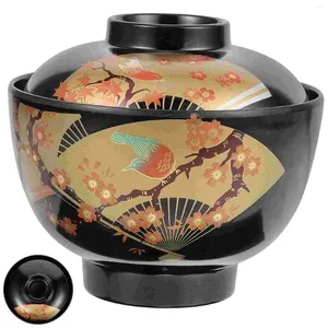 Geschirrsets Deckel -Suppe Servingschale praktische Reis Ramen Bowls Delicate Melamin Japanisch mit Besteck