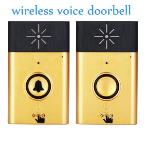 Doorbell (1 Kit) Altın Renk H6 Kablosuz Ses İntercom Kapı Zil 1 ila 1 Ziyaretçi Ev için Arama Sistemi Sesli Kapı Telefonu Kapı Zilinde