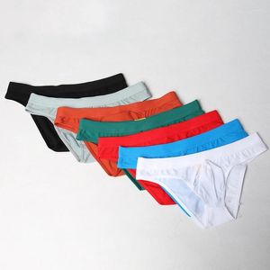 Underpants AIIOU Sexy 7PCS/Lot Nylon Men's Underwear Bikini Tanga Briefs Pants Penis Pouch Comfortable Solid Color Mens