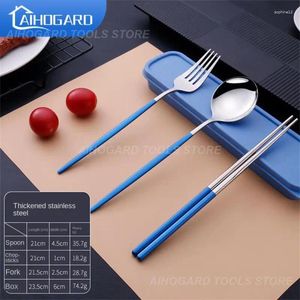 Dinnerware Sets Mirror Polishing Spoon Fork Chopsticks Travel Tableware Modern And Simple Stainless Steel Multi-color Portable Set