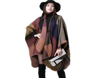 Women039s Sweaters 2021 Autumn Winter Cardigan Women Thick Warm Plaid Poncho And Wrap Plus Size Knitted Pashmina Cashmere Cape 2218171