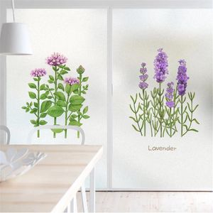 Window Stickers Privacy Windows Film Decorative Flower Pattern Stained Glass No Glue Static Cling Frosted 32
