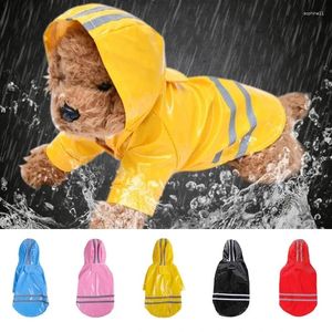 Dog Apparel Clothes Hooded Raincoat Reflective Strips Waterproof Jacket Outdoor Breathable Puppy