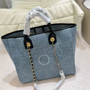 Designer beach bag Luxury women's Tote bag canvas handbag shopping bag Large capacity mammy Travel shoulder bags simple fallow Chain letter embellished clutch bag