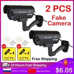 Kameror CDYCAM Fake Dummy Camera Bullet Waterproof Outdoor Inomhus Security CCTV Surveillance Camera med blinkande röd LED -gratis frakt