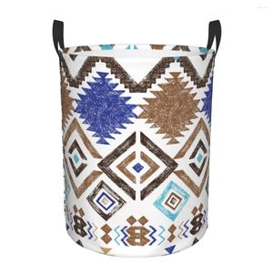 Laundry Bags Waterproof Storage Bag Hand Drawn Tribal Pattern Household Dirty Basket Folding Bucket Clothes Toys Organizer