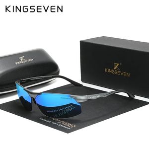 Echte Kingseven polarisierte Männer Aluminium Sonnenbrille Fahren Spiegellinsen Männliche Sonnenbrille Luftfahrt Frauen für Männer Brillen 9126 240403