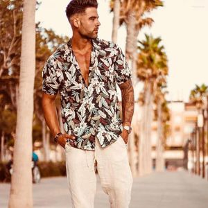 Camisas casuais masculinas impressam as blusas de praia de homens de mangas curtas de mangas curtas Tops finas de verão camisa de moda top top ropa hombre