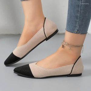 Casual Shoes Ladies On Sale 2024 Fashion Slip Women's Flats Autumn Pointed Toe Mixed Colors Net Cloth Breathable Female