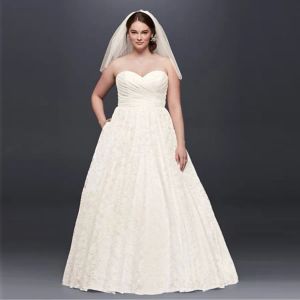 Dresses ALine Wedding Dresses New Charming Sweetheart Lace Designer Bridal Gowns Open Back Court Train Plus Size Dresses 9WG3829