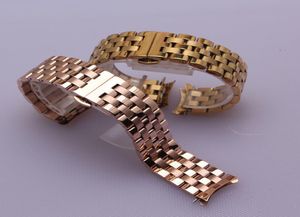 Curved Ends Watchbands remmarmband Rose Gold Watch Bands 16mm 18mm 20mm 22mm 24mm för män Kvinnor handledsklocka Tillbehör5920611