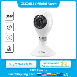 Cameras Zosi 2K Wi -Fi Home Security Camera com 2way Audio Cloud SD SD SDRAGATEM 3MP HD Smart Baby Monitor Câmera de cachorro Pet Dog Camera