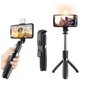 Monopodi Wireless Bluetooth Holdhell Gimbal Stabilizer Gimbal Phone Selfie Stick Tripode con otturatore di luce di riempimento per iOS Android