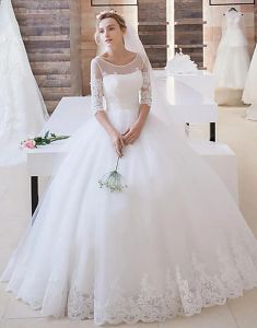 Dresses Scoop HalfSleeves Ball Gown Tulle Wedding Dress Bridal Dresses Applique Robe de Marriage Wedding Gowns