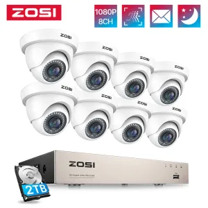 Setzt Zosi 8ch 1080p -Überwachungskamera -System H.265+ 8Ch 5MP Lite HD CCTV DVR Recorder 8PCS 2MP Innen-/Außenkuppelüberwachungskameras