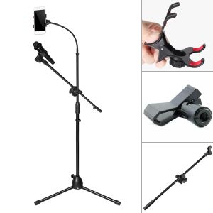 Monopoden Teleskope Mikrofonbodenstativ Flexible Mobiltelefonhalter Clip Swing Boom Bühnenhalterung Mikrofonhalter Ständer