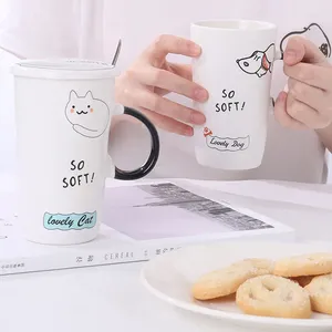 Canecas Cerâmica Reutilizável Coz de Caneca Kawaii Art Handle Bubble Tea Bone portátil China tampas