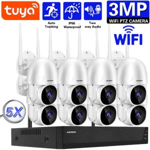 System H.265 Wireless CCTV System 8ch 3MP Tuya NVR 3MP utomhusvattentät WiFi IP -säkerhetskamera Twoway Audio Video Surveillance Kit