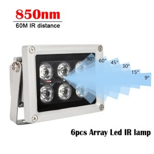 Acessórios CCTV LEDs IR Illuminador IR Lâmpada infravermelha 6pcs LED LED 60M IR Distância impermeável Visão noturna CCTV Luz de enchimento para câmera CCTV