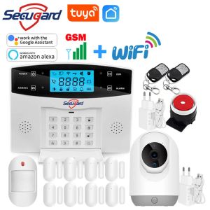KITS TUYA Smart Wifi GSM Sistema di allarme di sicurezza domestica Sistema Schermo LCD Host 433MHz Wireless Detector APP Supporto Alexa Google Alexa Google