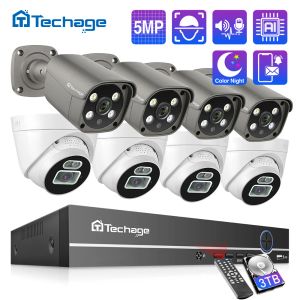System Techage 8ch 5MP PoE Security Camera System Smart AI Face Detection Color Night Vision Home Security CCTV Video Surveillance Set