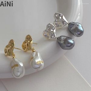 Dangle Ohrringe Trendy Schmuck 925 Silbernadel Elegant unregelmäßig simuliertes Perlen Herz für Frauen Hochzeitsgeschenke Accessoires