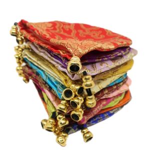 Andra 24st Silk Brocade Jewelry Pouch Bag Liten Satin Coin Purse Chinese Brocade broderad dragskonpresentväska för / släpp frakt