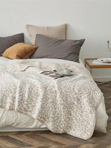 Blankets Knitted Leopard Print Winter Warm Faux Fur Microfiber Stich Plaid Bedspread Fluffy Adult Blanket Throw